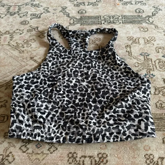 Outdoor Voices Tech Sweat Crop Top Snow Leopard | Small - Picture 3 of 8